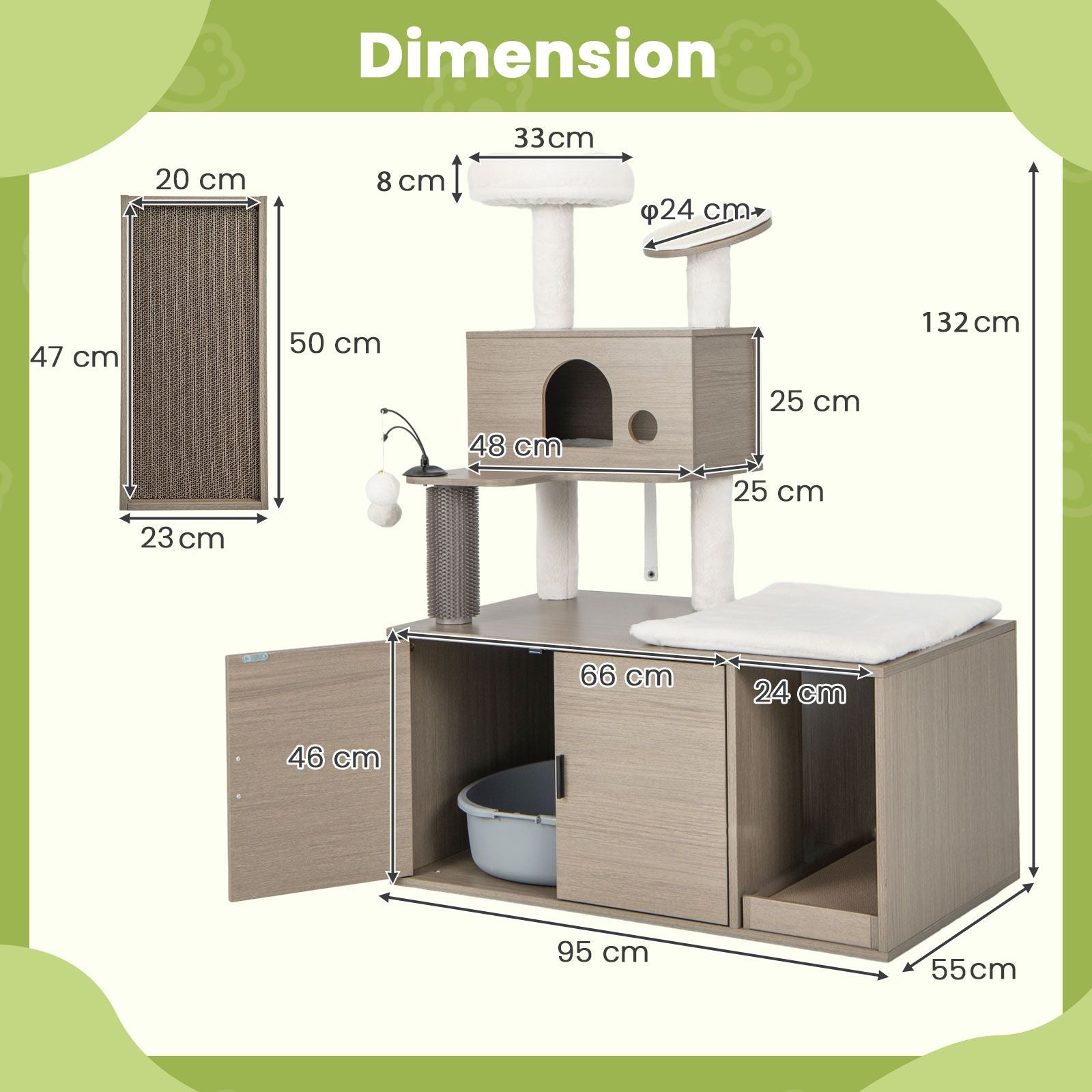 Cat Tree with Litter Box Enclosure