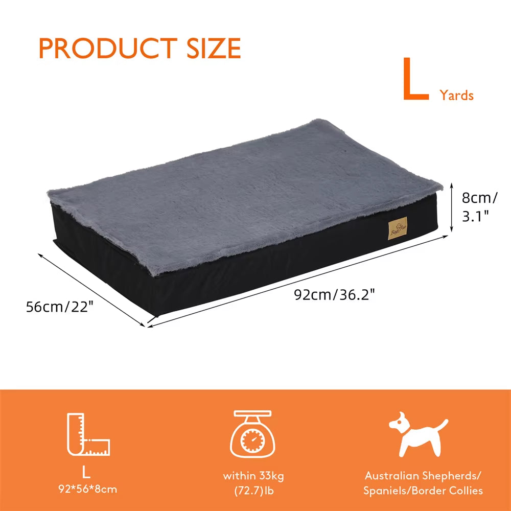 Large Orthopaedic Dog Bed Waterproof Cushion Pet Mattress 2 in 1 Pet Dog Crate Bed with Removable Washable Cover Indoor Outdoor