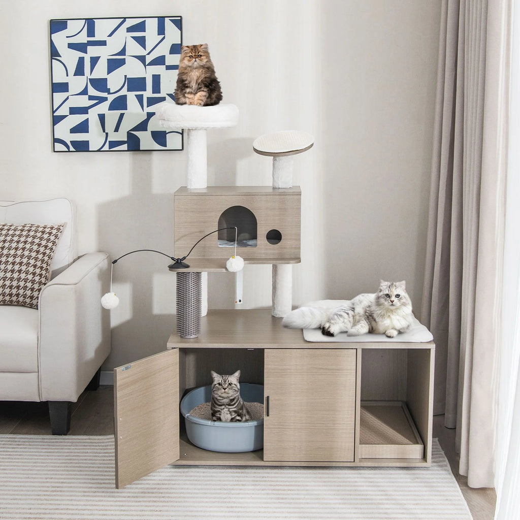 Cat Tree with Litter Box Enclosure