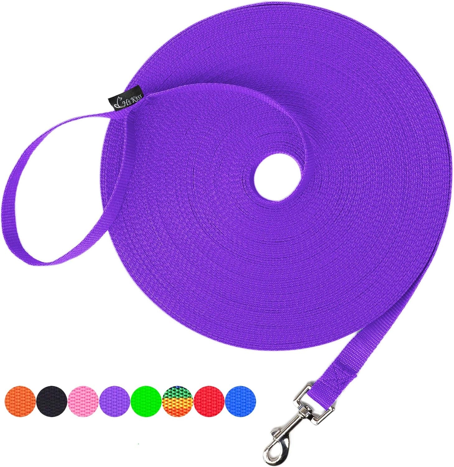 Dog/Puppy Obedience Recall Training Agility Lead - 15Ft 20Ft 30Ft 50Ft 100Ft Training Leash - Great for Training, Play, Camping, or Backyard Purple 15 Feet