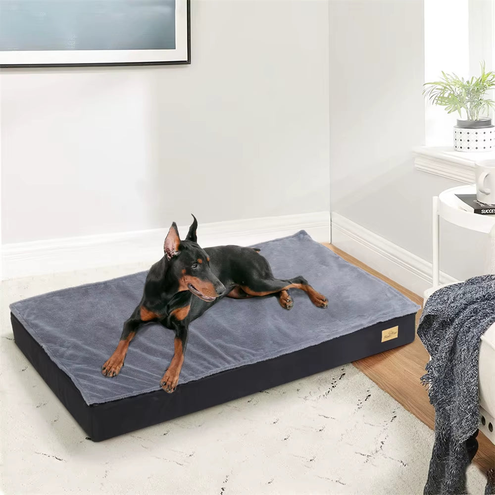 Large Orthopaedic Dog Bed Waterproof Cushion Pet Mattress 2 in 1 Pet Dog Crate Bed with Removable Washable Cover Indoor Outdoor