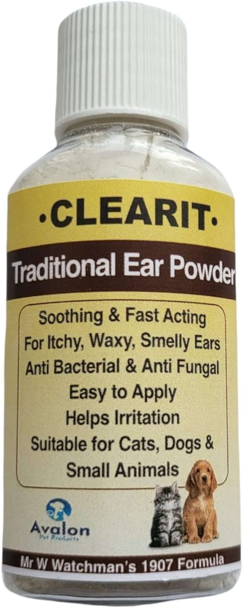 Clearit Ear Powder Fast Acting Stops Discomfort, Head Shaking, Wax, Gunk & Ear Odour Super Effective 20G