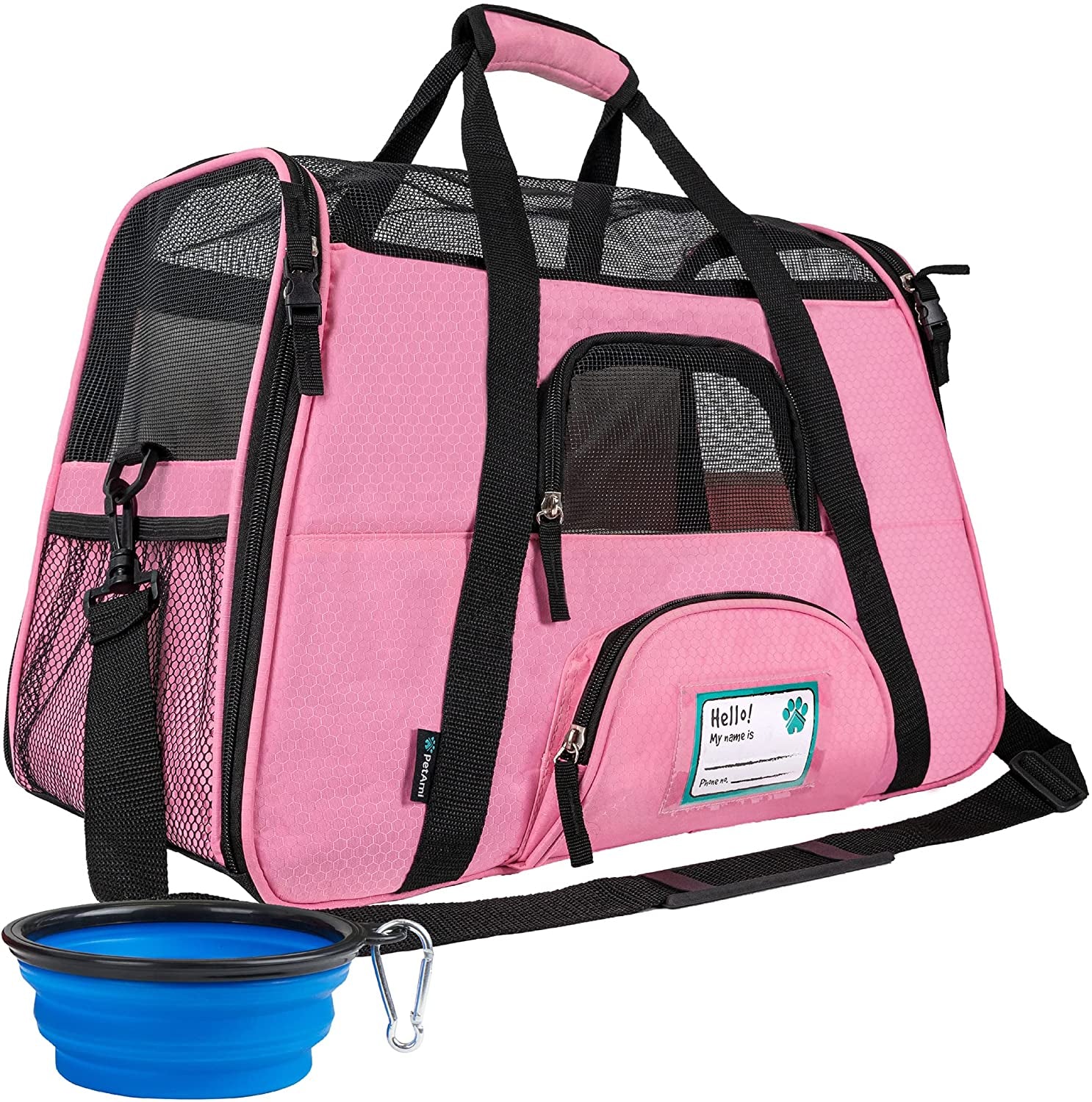 Airline Approved Pet Carrier for Cat, Soft Sided Dog Carrier for Small Dogs, Cat Travel Supplies Accessories for Indoor Cats, Ventilated Pet Carrying Bag Medium Large Kitten Puppy, Large Pink