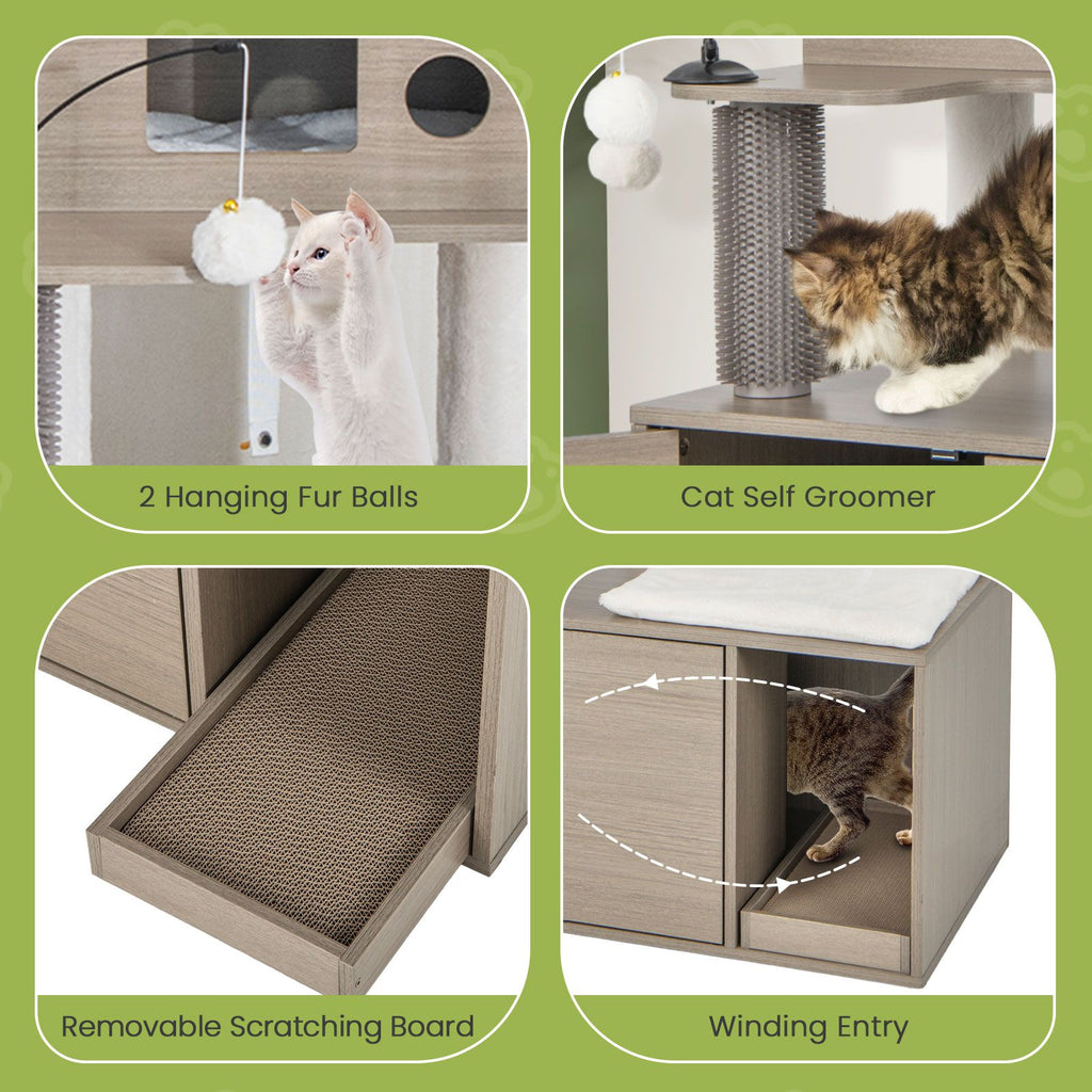 Cat Tree with Litter Box Enclosure