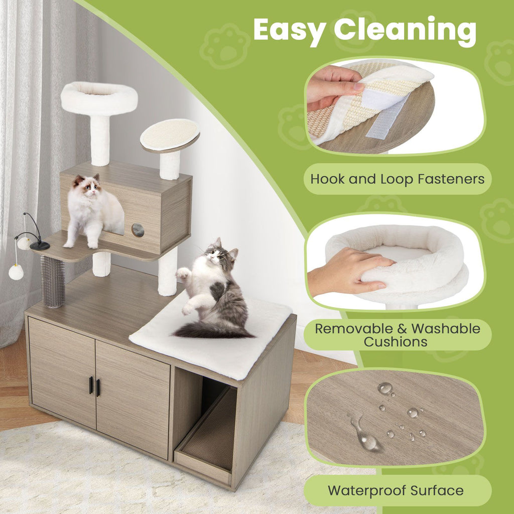 Cat Tree with Litter Box Enclosure