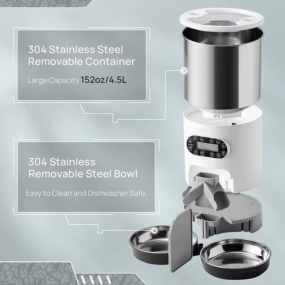 Smart APP Pet Feeder Cat and Dog Food Automatic Dispenser Stainless Steel Bowl Cats and Dogs with Recording Timing Feeding