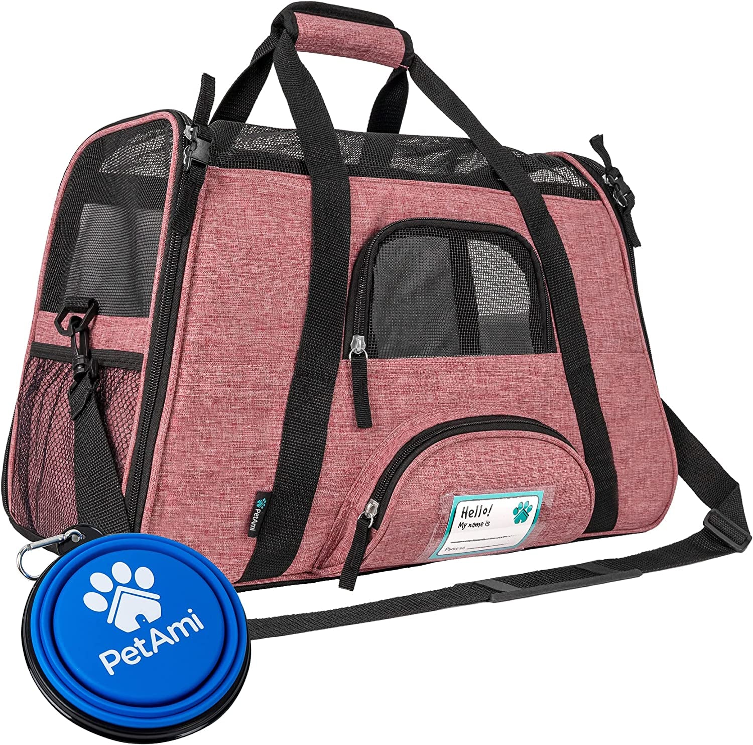 Airline Approved Pet Carrier for Cat, Soft Sided Dog Carrier for Small Dogs, Cat Travel Supplies Accessories for Indoor Cats, Ventilated Pet Carrying Bag Medium Large Kitten Puppy, Large Pink