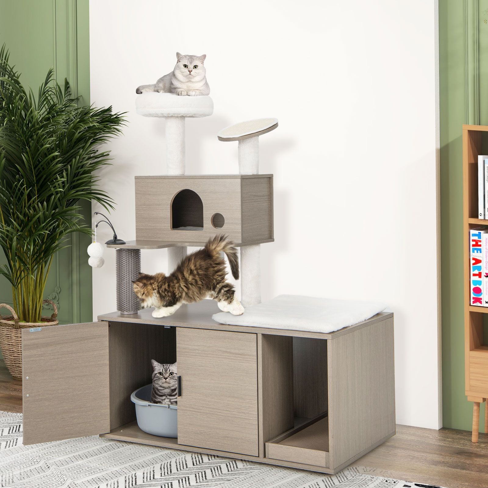 Cat Tree with Litter Box Enclosure