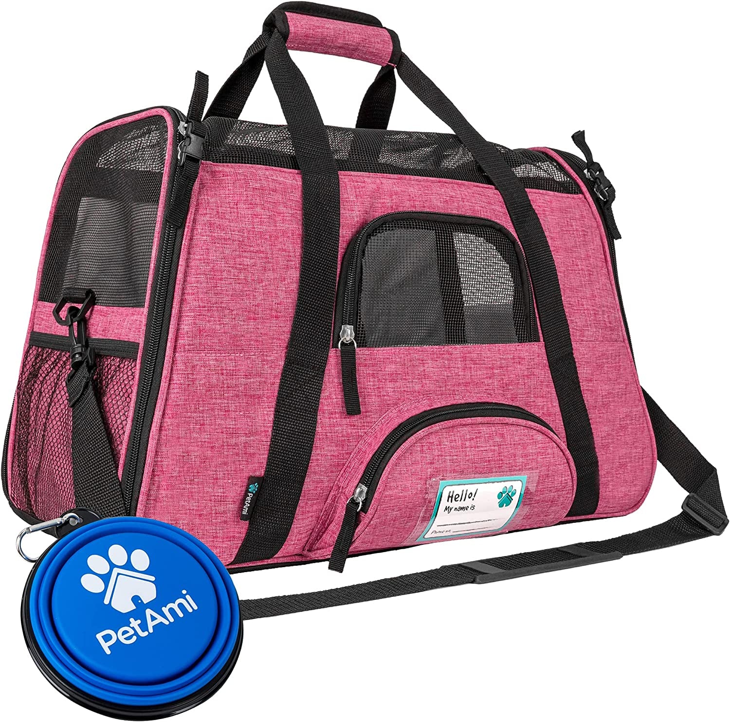 Airline Approved Pet Carrier for Cat, Soft Sided Dog Carrier for Small Dogs, Cat Travel Supplies Accessories for Indoor Cats, Ventilated Pet Carrying Bag Medium Large Kitten Puppy, Large Pink