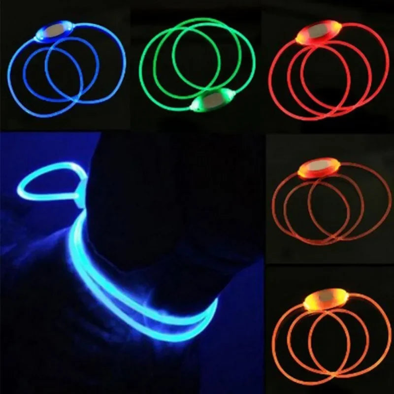 1 Pcs LED Pet Collar Adjustable Night Safety Dog Collar Luminous Light up Pet Dog Bright Collar Leash Glow in the Dark Outdoor