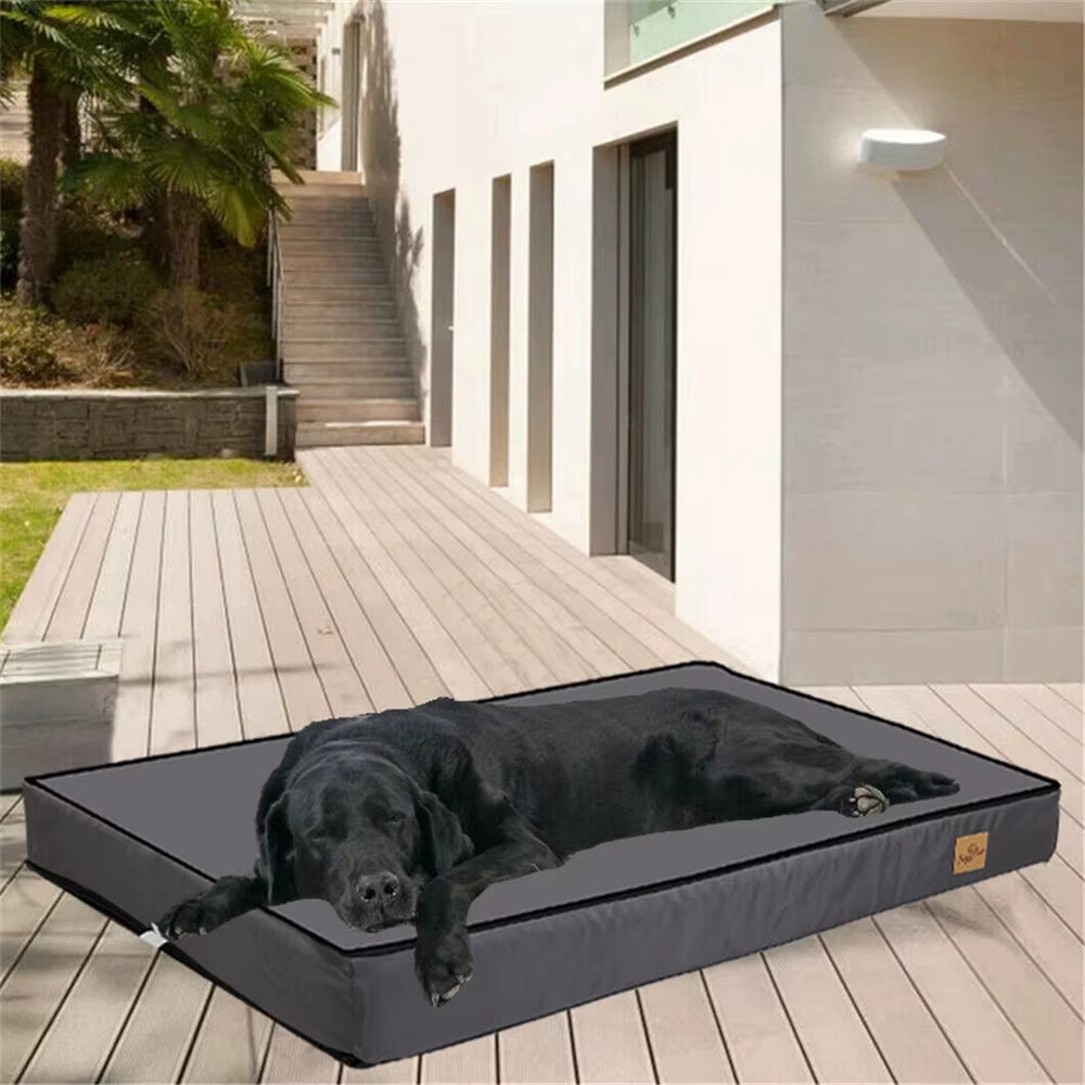 Large Orthopaedic Dog Bed Waterproof Cushion Pet Mattress 2 in 1 Pet Dog Crate Bed with Removable Washable Cover Indoor Outdoor