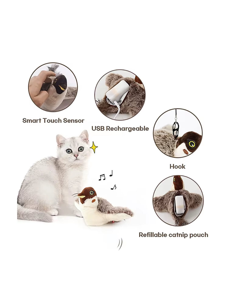 30CM Dancing Bird Cat Toys Interactive Catnip Exercise Toys for Indoor Cats