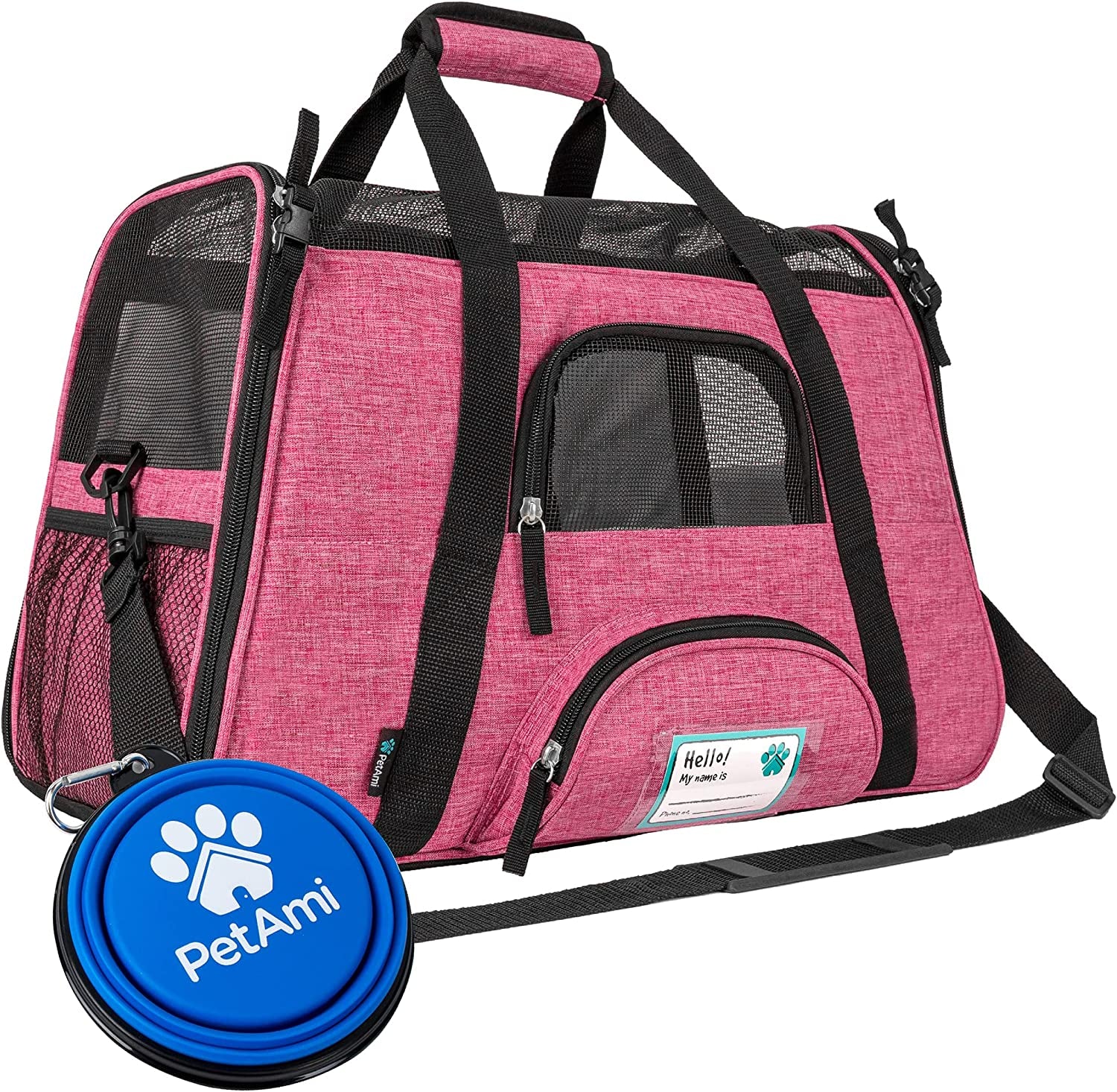 Airline Approved Pet Carrier for Cat, Soft Sided Dog Carrier for Small Dogs, Cat Travel Supplies Accessories for Indoor Cats, Ventilated Pet Carrying Bag Medium Large Kitten Puppy, Large Pink