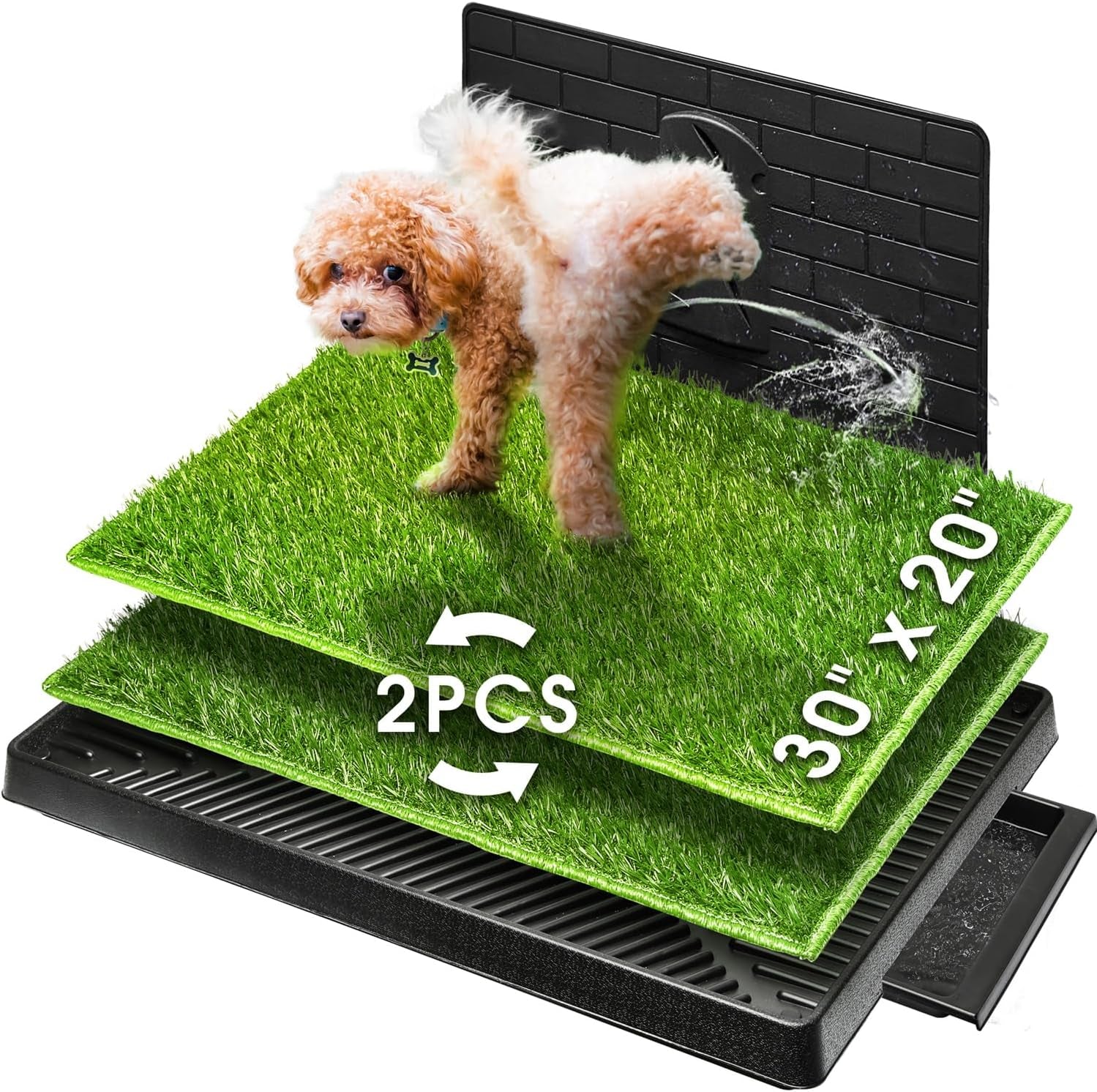 Dog Toilet Indoor Puppy Training Pad, Dog Potty Pet Training Grass Mat, Removable Waste Tray for Easier Clean Up, Non-Toxic Artificial Turf, (76×51 Cm)