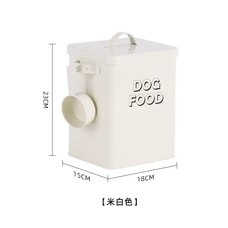 High-Value Pet Food Storage Bucket Cat Food Storage Bucket Dog Food Bucket Moisture-Proof Sealed Wrought Iron Grain Storage Box