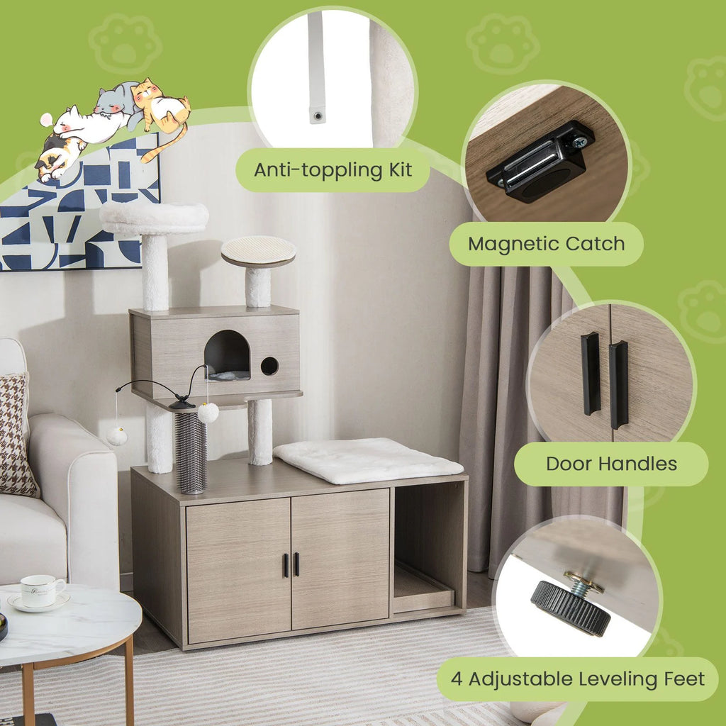 Cat Tree with Litter Box Enclosure