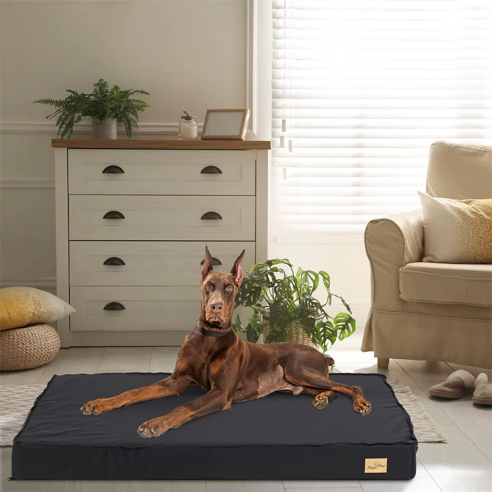 Large Orthopaedic Dog Bed Waterproof Cushion Pet Mattress 2 in 1 Pet Dog Crate Bed with Removable Washable Cover Indoor Outdoor